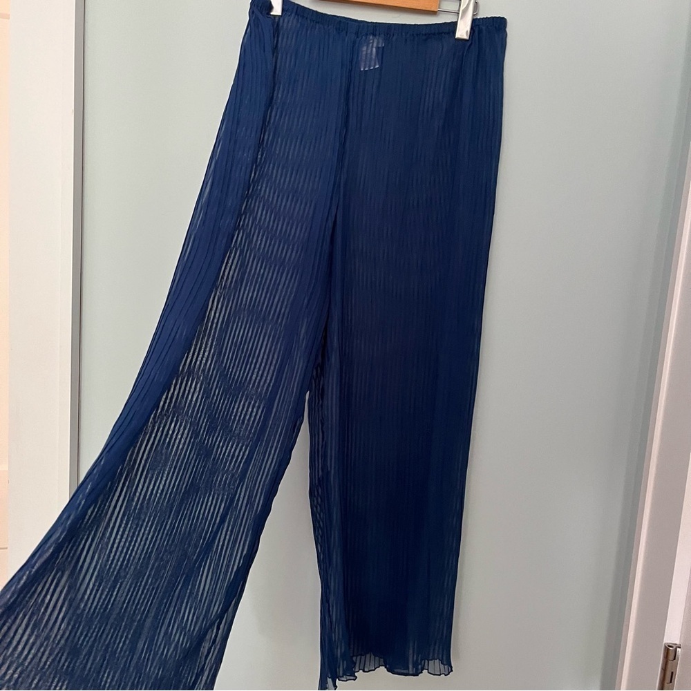 Vintage plisse pleat wide leg sheer pants